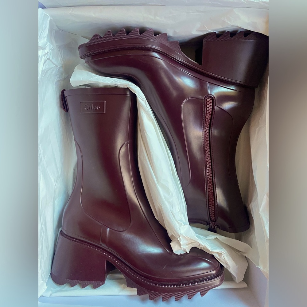 Chloé Betty Rain Boots, Burgundy, like new! Chloe boot